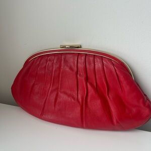 Elegant Red leather Clutch Bag